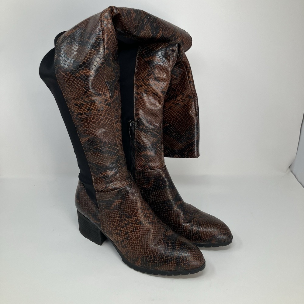 Charles by Charles David Reason Over the Knee Boots Womens 9M Brown Snake Print